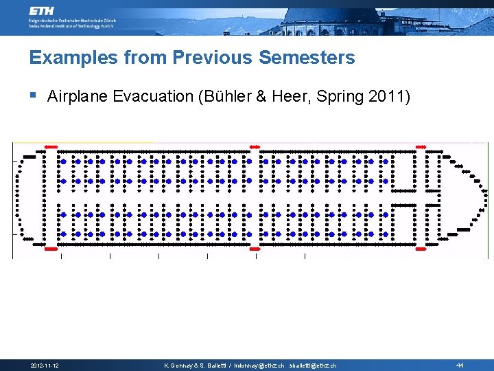 Examples from Previous Semesters § Airplane Evacuation (Bühler & Heer, Spring 2011) 2012 -11