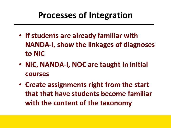 Processes of Integration • If students are already familiar with NANDA-I, show the linkages