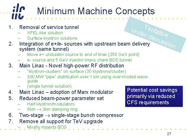 Minimum Machine Concepts Ten – XFEL-like solution er d tative iscu – Surface klystron