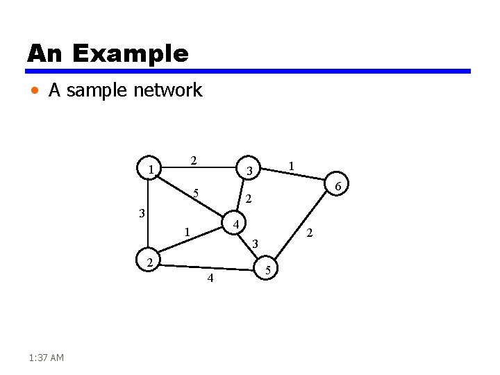 An Example • A sample network 1 2 5 6 2 3 4 1