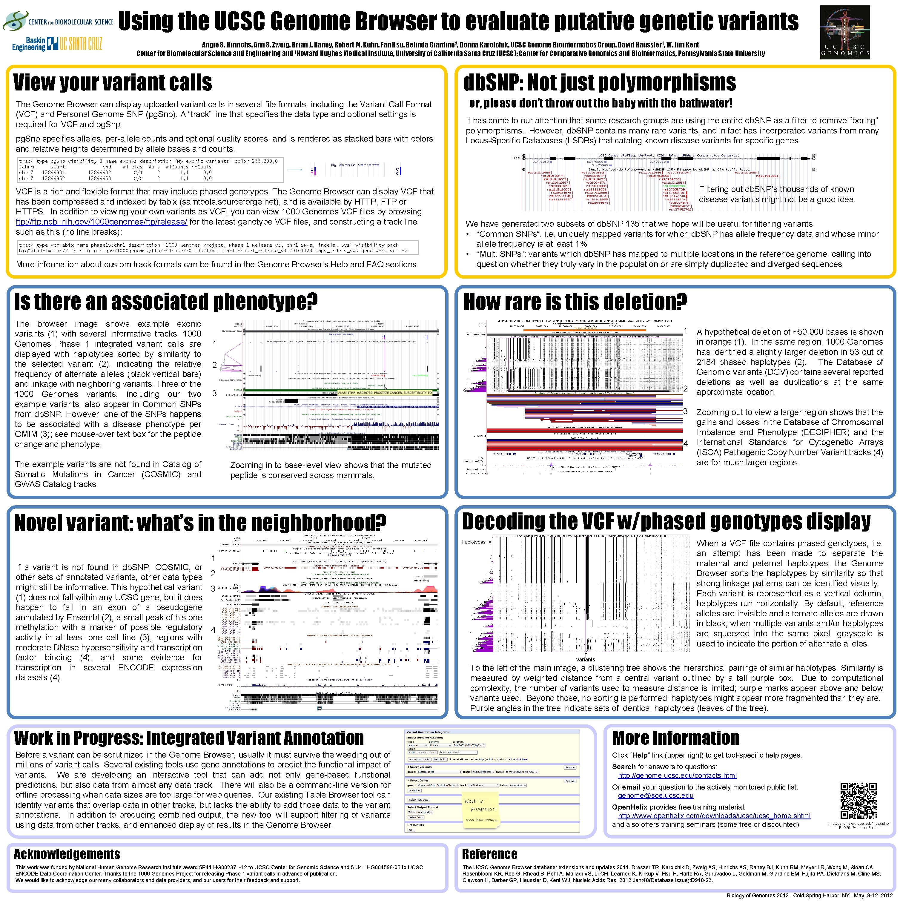 Using the UCSC Genome Browser to evaluate putative genetic variants Angie S. Hinrichs, Ann