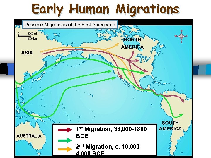 Early Human Migrations 1 st Migration, 38, 000 -1800 BCE 2 nd Migration, c.