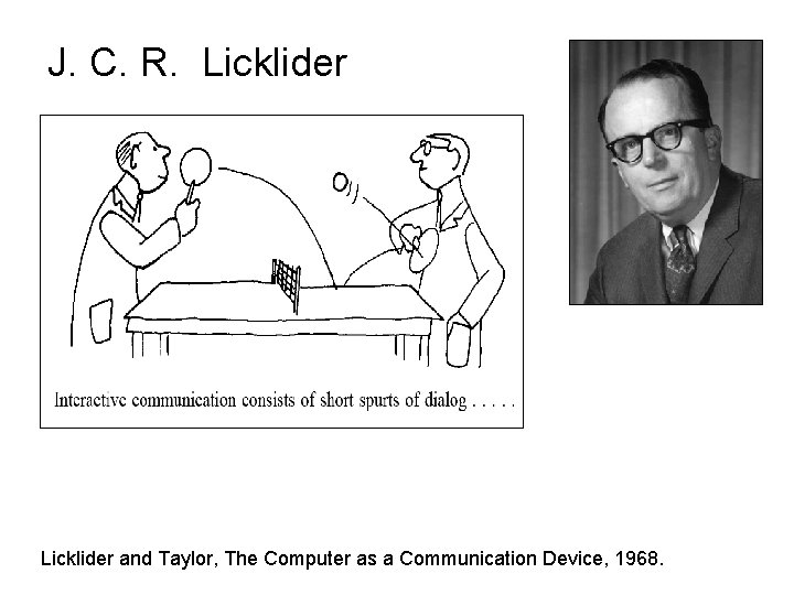 J. C. R. Licklider and Taylor, The Computer as a Communication Device, 1968. 