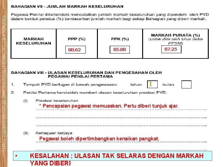FRIENDLY ECONOMICS (TRAINING AND SEMINAR CONSULTANT) 88. 62 87. 25 85. 88 1 *