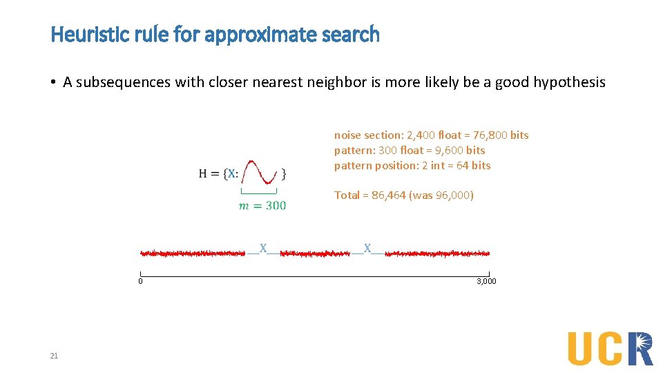 Heuristic rule for approximate search • A subsequences with closer nearest neighbor is more