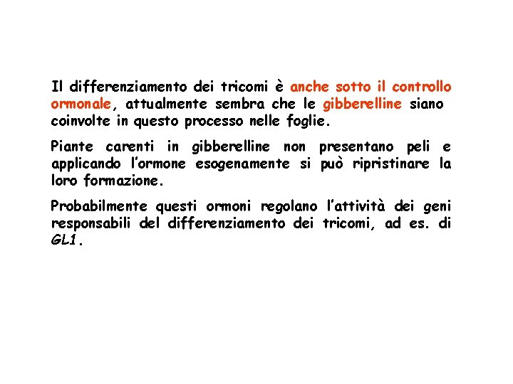 Il differenziamento dei tricomi è anche sotto il controllo ormonale, attualmente sembra che le Il differenziamento dei tricomi è anche sotto il controllo ormonale, attualmente sembra che le