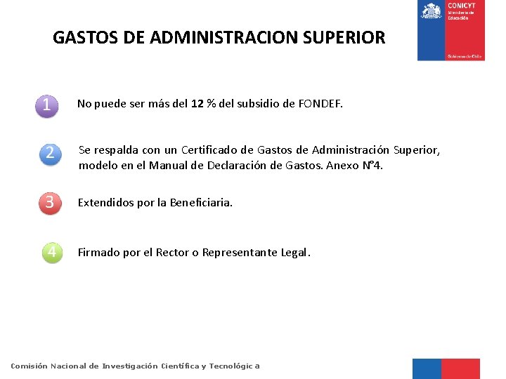 GASTOS DE ADMINISTRACION SUPERIOR No puede ser más del 12 % del subsidio de