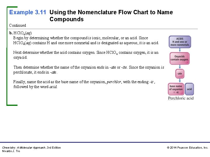 Example 3. 11 Using the Nomenclature Flow Chart to Name Compounds Continued b. HCl.