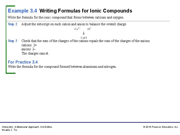 Example 3. 4 Writing Formulas for Ionic Compounds Write the formula for the ionic