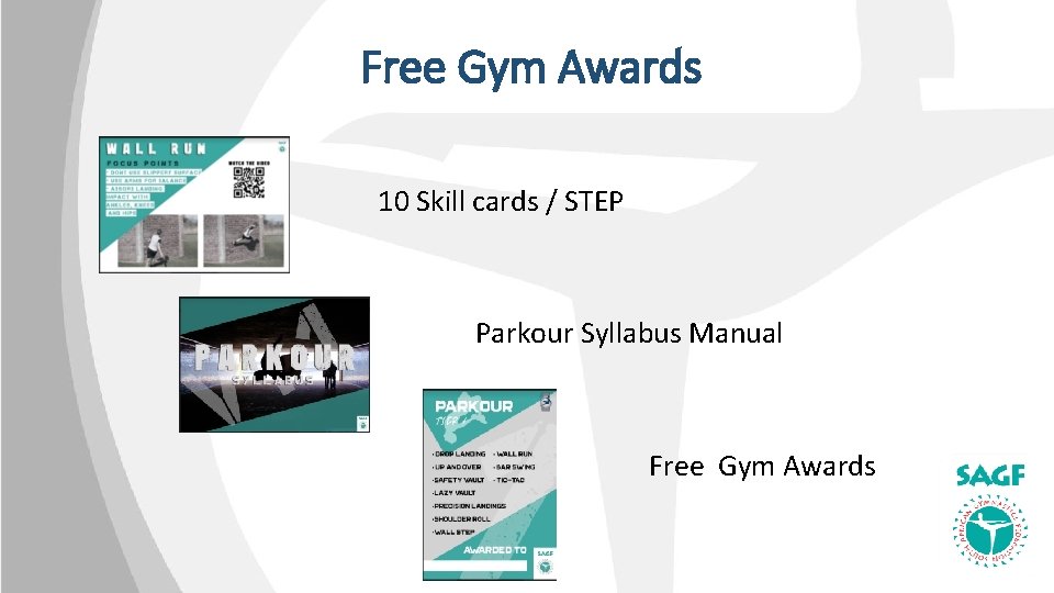 Free Gym Awards 10 Skill cards / STEP Parkour Syllabus Manual Free Gym Awards