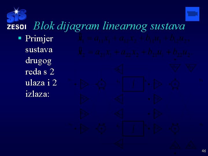 Blok dijagram linearnog sustava § Primjer sustava drugog reda s 2 ulaza i 2