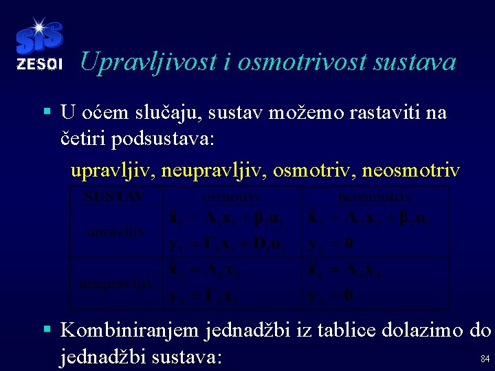 Upravljivost i osmotrivost sustava § U oćem slučaju, sustav možemo rastaviti na četiri podsustava: