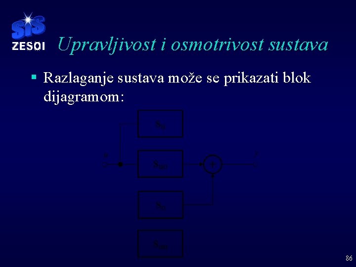 Upravljivost i osmotrivost sustava § Razlaganje sustava može se prikazati blok dijagramom: 86 