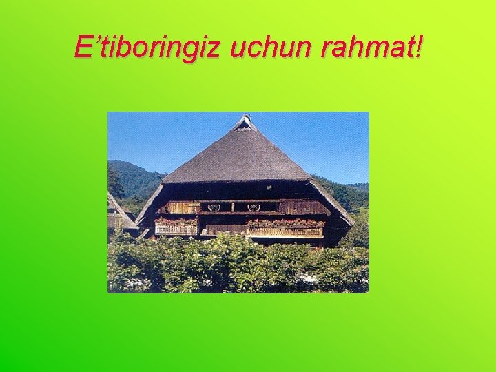 E’tiboringiz uchun rahmat! 