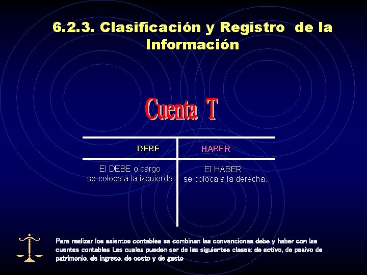 6. 2. 3. Clasificación y Registro de la Información DEBE HABER El DEBE o
