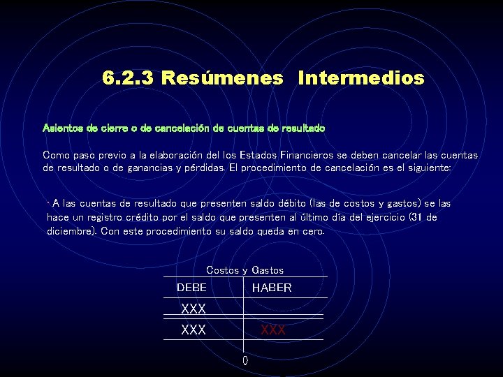 6. 2. 3 Resúmenes Intermedios Asientos de cierre o de cancelación de cuentas de