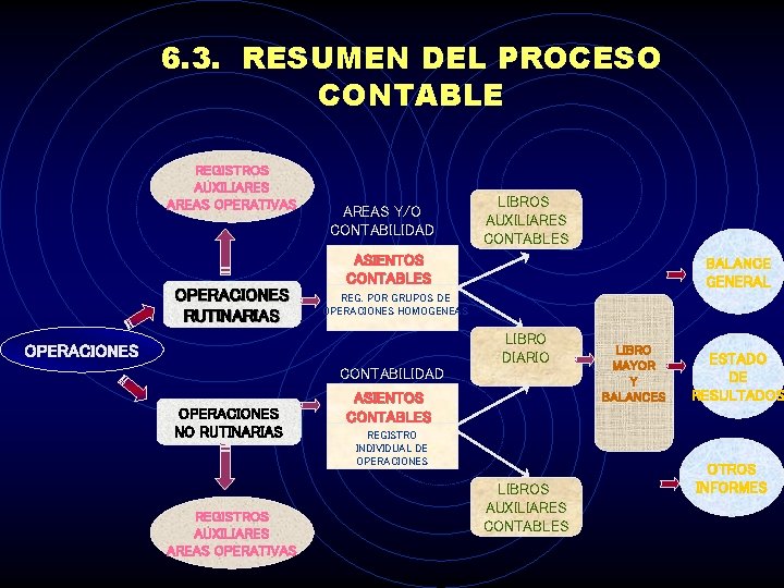 6. 3. RESUMEN DEL PROCESO CONTABLE REGISTROS AUXILIARES AREAS OPERATIVAS OPERACIONES RUTINARIAS AREAS Y/O