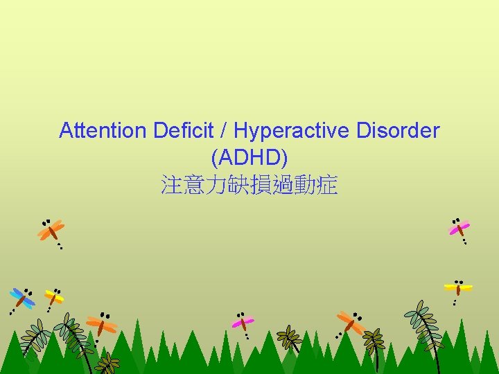 Attention Deficit / Hyperactive Disorder (ADHD) 注意力缺損過動症 