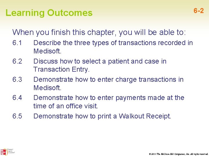 6 -2 Learning Outcomes When you finish this chapter, you will be able to: