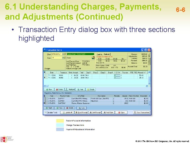 6. 1 Understanding Charges, Payments, and Adjustments (Continued) 6 -6 • Transaction Entry dialog