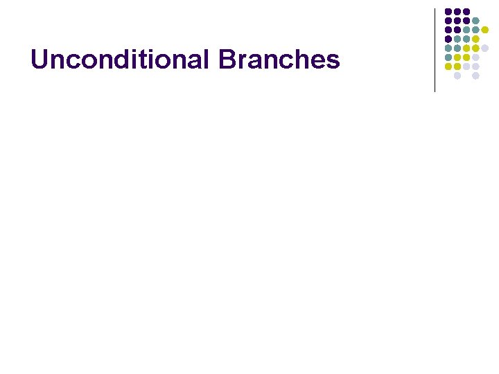Unconditional Branches 
