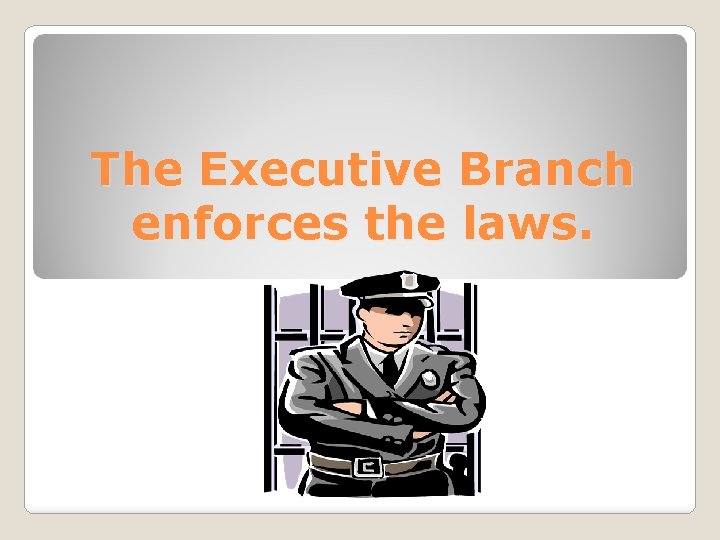 The Executive Branch enforces the laws. 