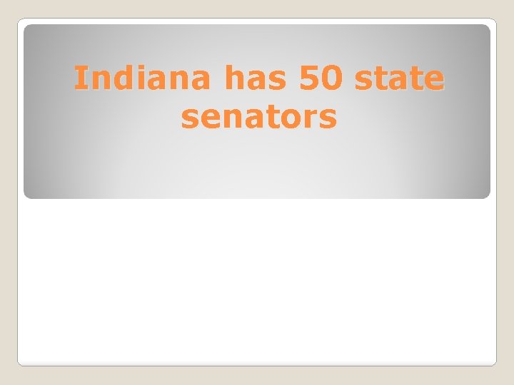 Indiana has 50 state senators 