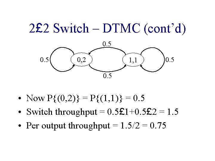 2£ 2 Switch – DTMC (cont’d) 0. 5 0, 2 1, 1 0. 5