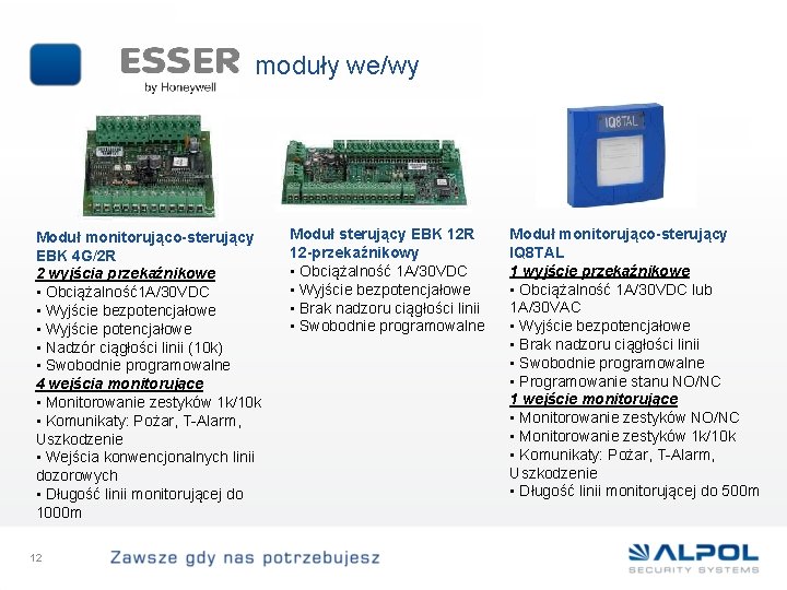 moduły we/wy Moduł monitorująco-sterujący EBK 4 G/2 R 2 wyjścia przekaźnikowe • Obciążalność1 A/30
