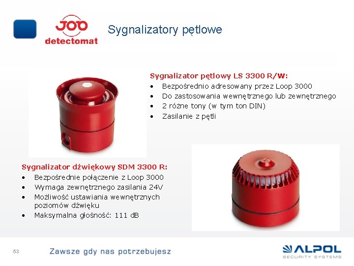 Sygnalizatory pętlowe Sygnalizator pętlowy LS 3300 R/W: • Bezpośrednio adresowany przez Loop 3000 •