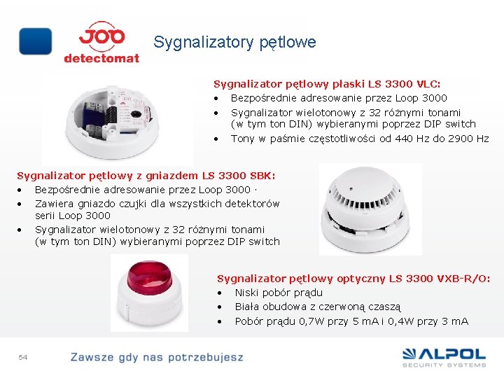 Sygnalizatory pętlowe Sygnalizator pętlowy płaski LS 3300 VLC: • Bezpośrednie adresowanie przez Loop 3000