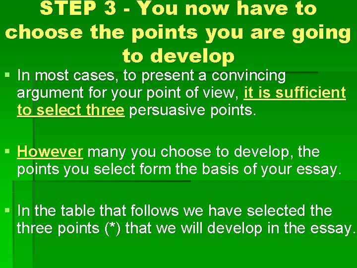 STEP 3 - You now have to choose the points you are going to