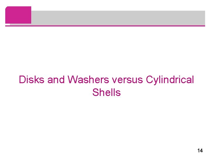 Disks and Washers versus Cylindrical Shells 14 