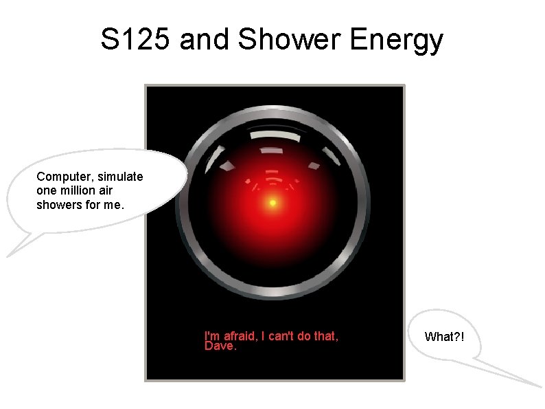 S 125 and Shower Energy Computer, simulate one million air showers for me. I'm