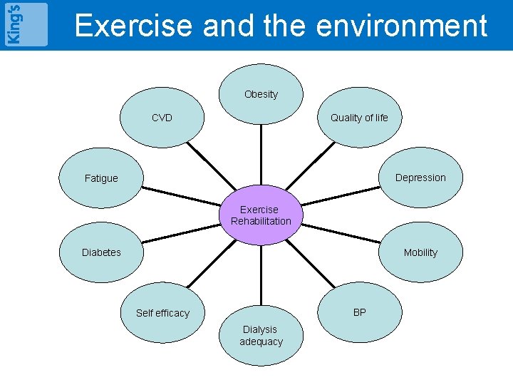 Exercise and the environment Obesity Quality of life CVD Depression Fatigue Exercise Rehabilitation Mobility