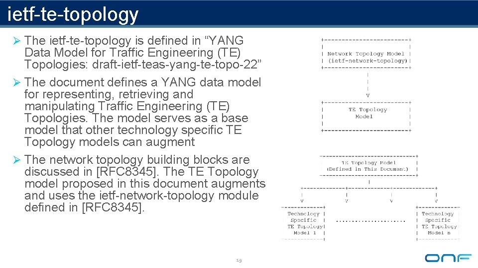 ietf-te-topology Ø The ietf-te-topology is defined in “YANG Data Model for Traffic Engineering (TE)