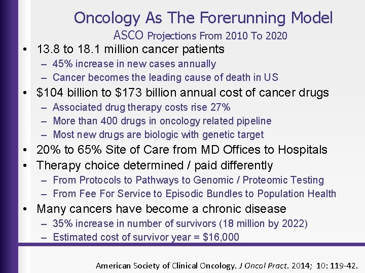 Oncology As The Forerunning Model ASCO Projections From 2010 To 2020 • 13. 8