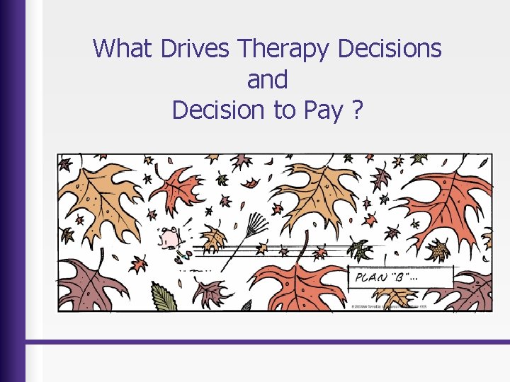 What Drives Therapy Decisions and Decision to Pay ? 