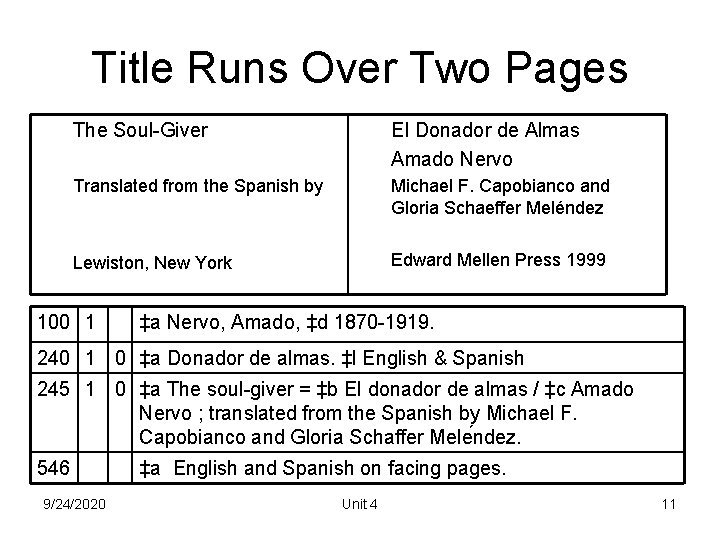 Title Runs Over Two Pages The Soul-Giver El Donador de Almas Amado Nervo Translated