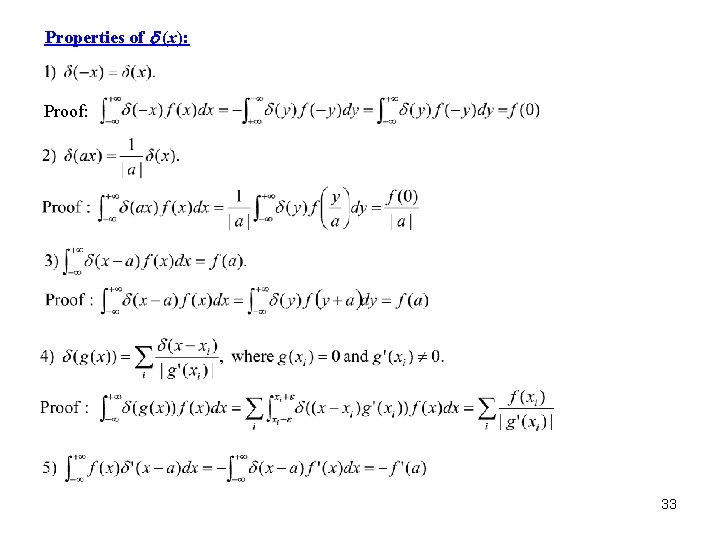Properties of d (x): Proof: 33 