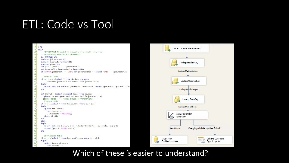 ETL: Code vs Tool Which of these is easier to understand? 