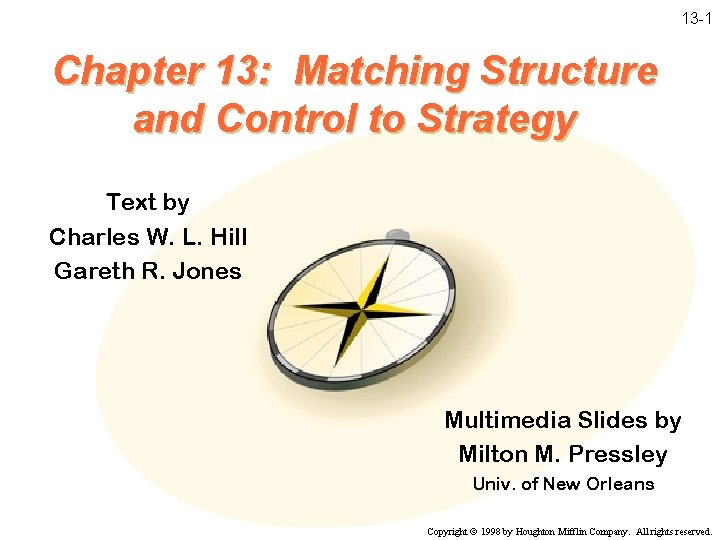 13 -1 Chapter 13: Matching Structure and Control to Strategy Text by Charles W.