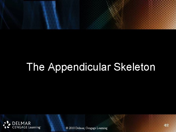 The Appendicular Skeleton © 2010 Delmar, Cengage Learning 48 