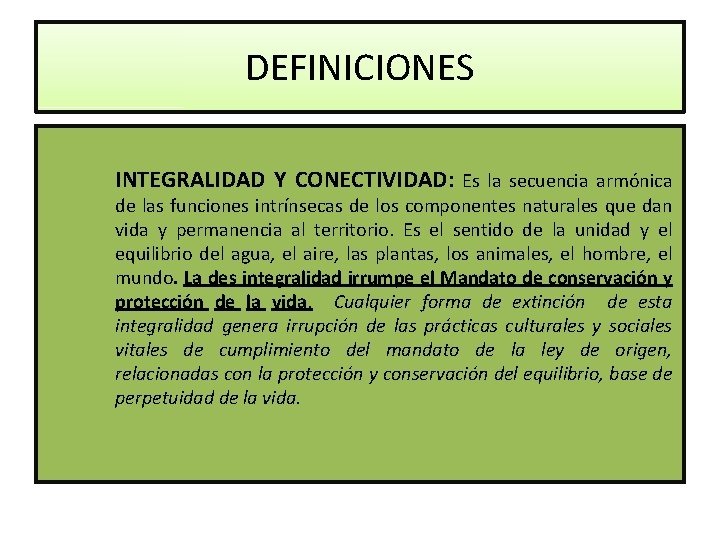 DEFINICIONES INTEGRALIDAD Y CONECTIVIDAD: Es la secuencia armónica de las funciones intrínsecas de los