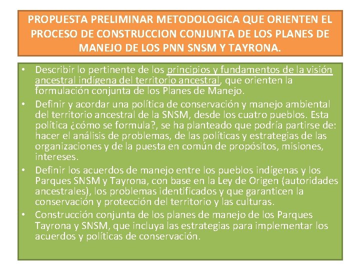 PROPUESTA PRELIMINAR METODOLOGICA QUE ORIENTEN EL PROCESO DE CONSTRUCCION CONJUNTA DE LOS PLANES DE