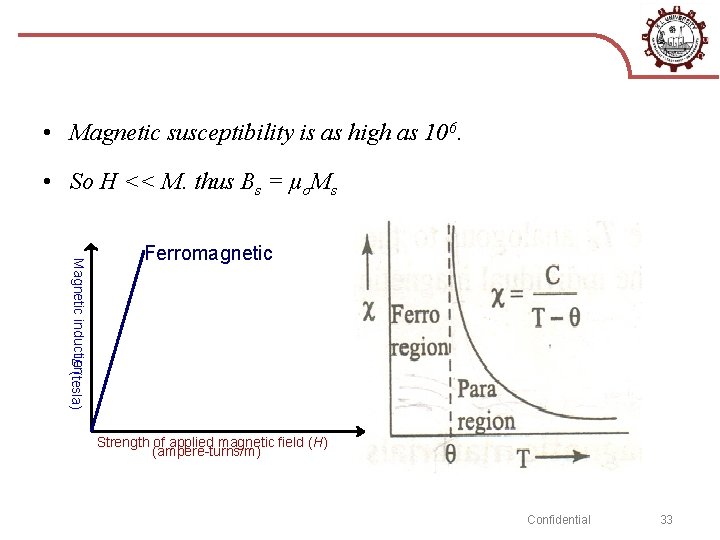  • Magnetic susceptibility is as high as 106. • So H << M.