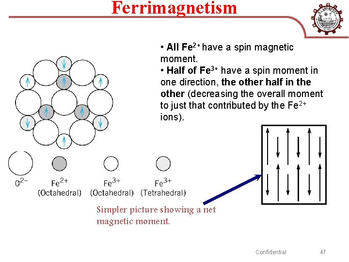 Ferrimagnetism • All Fe 2+ have a spin magnetic moment. • Half of Fe