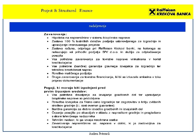 Project & Structured Finance nadaljevanje Andrea Peterneli 