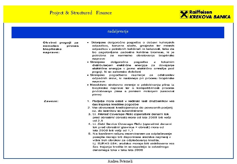 Project & Structured Finance nadaljevanje Andrea Peterneli 