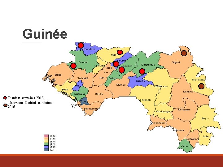 Guinée Districts sanitaires 2015 Nouveaux Districts sanitaires 2016 